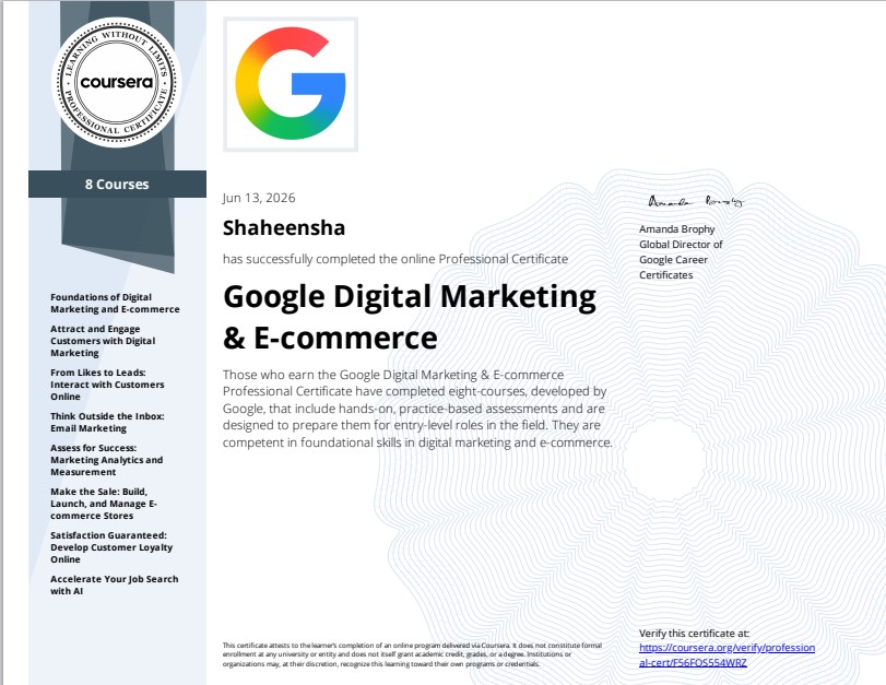 Google Digital Marketing & E-commerce Certification